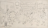 Quoe Genus in the Sports of the Kitchen, from "The History of Johnny Quoe Genus: the Little Foundling of the Late Doctor Syntax", Thomas Rowlandson  British, Etching; proof before letters