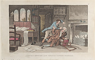 Conflict Between Quae Genus and Lawyer Gripe-all, Thomas Rowlandson British, Hand-colored etching and aquatint