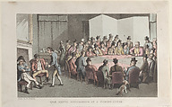 Quae Genus Officiating at a Gaming House, Thomas Rowlandson  British, Hand-colored etching and aquatint