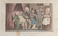 Quae Genus Discovers His Father, Thomas Rowlandson British, Hand-colored etching and aquatint