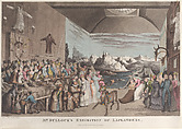 Mr. Bullock's Exhibition of Laplanders, Thomas Rowlandson British, Hand-colored aquatint and etching