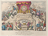 Transparency: Exhibited at R. Ackermann's in the Strand on the 27th November 1815, the Day on which the General Peace was Celebrated in London, Thomas Rowlandson  British, Hand-colored etching