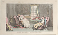 Sleeping Tête à Tête, at a First Visit of Don Luigi's, Thomas Rowlandson  British, Hand-colored etching and aquatint