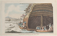 Don Michele Getting Up the Ship's Side, Thomas Rowlandson  British, Hand-colored etching and aquatint