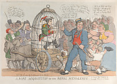A Rare Acquisition to the Royal Menagerie, Thomas Rowlandson British, Hand-colored etching