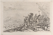 Aiding the wounded after a battle, Jacques Courtois French, Etching