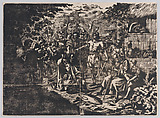 Unidentified Scene, from a series on the Swiss Peasant's Revolt of 1653, Rudolf Buri (Swiss, Bern 1835-1878), Woodblock for wood-engraving (xylograph)