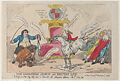 The Hanoverian Horse and British Lion, Thomas Rowlandson  British, Hand-colored etching