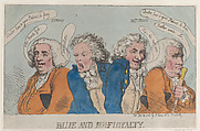 Blue and Buff Loyalty, Thomas Rowlandson  British, Hand-colored etching