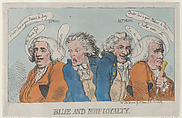 Blue and Buff Loyalty, Thomas Rowlandson  British, Hand-colored etching