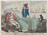 An Ordinance Dream or Planning of Fortifications, Thomas Rowlandson  British, Hand-colored etching