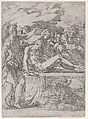 Entombment Facing Right, Parmigianino (Girolamo Francesco Maria Mazzola) (Italian, Parma 1503–1540 Casalmaggiore), Etching with drypoint and engraving; first state of two