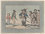 Preparing for a Duel, Thomas Rowlandson British, Hand-colored etching