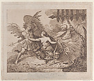 Satan, Sin & Death (Paradise Lost, Book the 2nd), Thomas Rowlandson (British, London 1757–1827 London), Etching, printed in brown ink