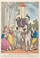 How to Vault in the Saddle or a New Invented Patent Crane for the Accomodation or Rheumatic Rump'd Rectors, Thomas Rowlandson  British, Hand-colored etching