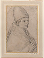 Portrait of a pope, half-length, Anonymous, Central-Italian, 16th century Italian, Black chalk