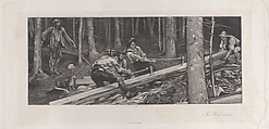 The Wood-cutters, Sir Hubert von Herkomer British, born Germany, Etching and rocker on chine collé; proof
