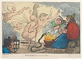 Witches in a Hay Loft, Thomas Rowlandson British, Hand-colored etching