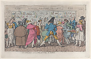 Les Musards de la Rue du Coq à Paris (Dawdlers of the Rue Coq), Thomas Rowlandson British, Hand-colored etching