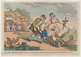 Doctor Drainbarrel Conveyed Home in order to Take His Trial for Neglect of Family Duty, Thomas Rowlandson  British, Hand-colored etching