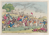 Rural Sports, Smock Racing, Thomas Rowlandson British, Hand-colored etching