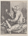 Man seated smoking, Jacques Dassonville French, Etching