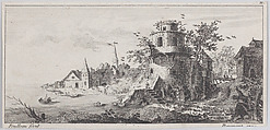 Landscape with round tower, Emile-Florentin Daumont  French, Etching