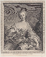 Portrait of Louise Henriette de Bourbon Conti as Flora, Francois Voyez (Le Jeune) French, Etching and engraving
