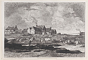 Country landscape with a river running at right and houses in the background, Xavier de Dananche  French, Etching