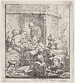 Dispute over a jug of beer, Jacques Dassonville French, Etching
