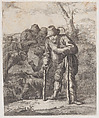 Five beggars in the countryside, Jacques Dassonville French, Etching