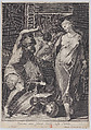 Vulcan forging the armor of Achilles, Pierre Daret French, Engraving