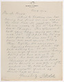 Letter; Francis W. Little to Frank Lloyd Wright, October 9, 1912 (copy), Francis W. Little  American, Carbon