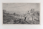 Sunrise, Charles-François Daubigny (French, Paris 1817–1878 Paris), Etching on chine collé; fifth state of five (Delteil)