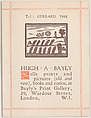 Trade card for Hugh A. Bayly, printseller, Anonymous, British, 19th century  British, Commerical lithograph
