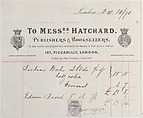 Trade card for Messrs. Hatchard, publishers and booksellers, Anonymous, British, 19th century  British, Commercial lithograph