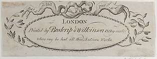 Trade card for Broderip & Wilkinson, music sellers and musical instrument makers, Anonymous, British, 18th century  British, Engraving