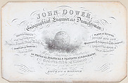 Trade card for John Dower, geographical engraver and draughtsman, Anonymous, British, 19th century British, Engraving