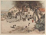 Village Square, Cagnes, Jean-François Raffaëlli  French, Color etching, drypoint, and roulette with plate tone; second state of two