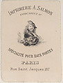 Trade Card for A. Salmon, Printer (Imprimeur), Anonymous, French, 19th century  French, Etching