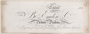 Trade Card for Emden & Co, Picture Dealer, C. Cole  British, Engraving