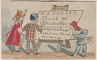 Trade card for M.A. Harvey, Book and Printseller, Anonymous, British, 20th century  British, Engraving