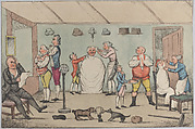 The Barber's Shop, Anonymous, British, 19th century  British, Hand-colored etching