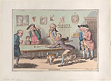 Billards, Thomas Rowlandson British, Hand-colored etching