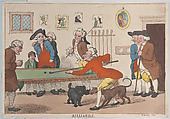 Billards, Thomas Rowlandson British, Hand-colored etching
