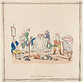 The Barber's Shop, Thomas Rowlandson British, Hand-colored etching