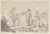 The Barber's Shop, Thomas Rowlandson British, Hand-colored etching with wash