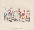 The Barber's Shop, Thomas Rowlandson British, Hand-colored etching