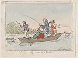 Patience in a Punt, Thomas Rowlandson British, Hand-colored etching