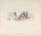 Patience in a Punt, Thomas Rowlandson British, Hand-colored etching
